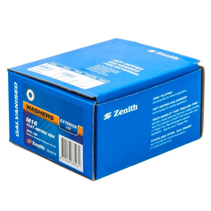 Zenith Round Washer M16 x 34mm Galvanised 180pk