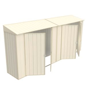 Build-a-Shed 0.8 x 4.5 x 2.0m Skillion Double Plus Double Hinged Side Doors Shed - Cream
