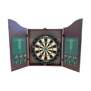 Alana Kings Head Dartboard Cabinet Wooden Classic Design with & Darts