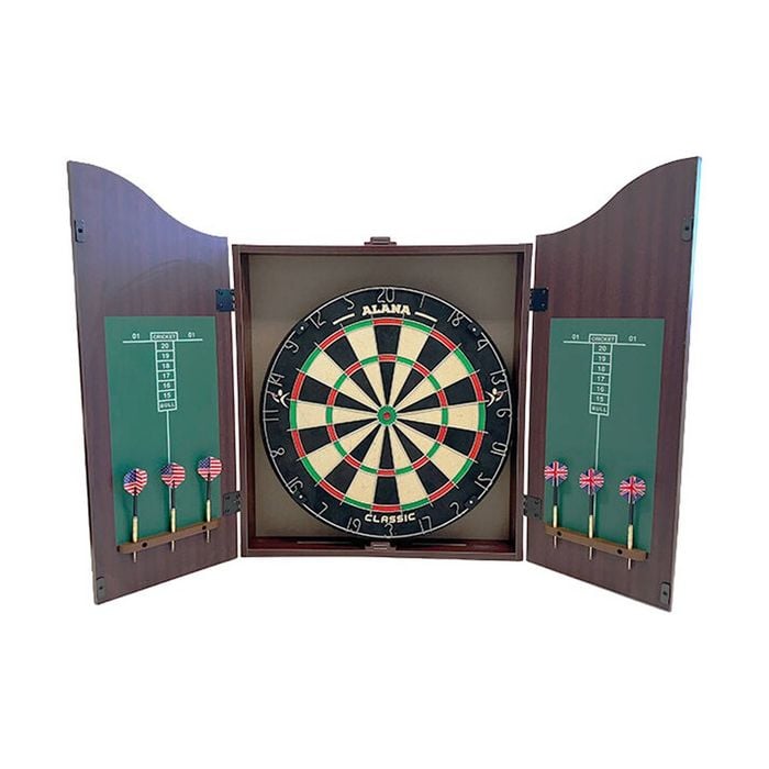 Alana Kings Head Dartboard Cabinet Wooden Classic Design with & Darts