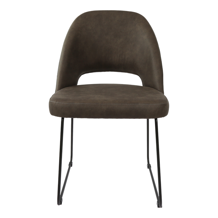 Durafurn Semifreddo Dining Chair Charcoal Fabric with Black Sled Base