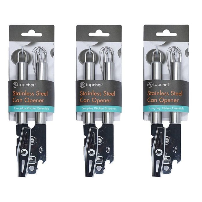 3PK Topchef Stainless Steel Can Opener Kitchen Utensil 19cm Silver