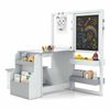 Costway Kid 3in1 Painting Table & Bench Set Art Easel Bookshelf White Grey