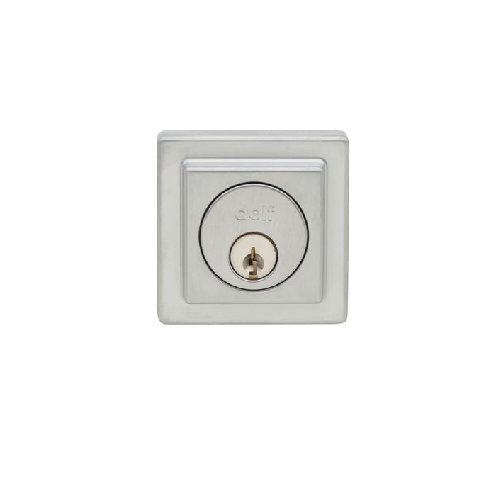 Delf Trade Satin Chrome Contemporary Square Single Cylinder Deadbolt