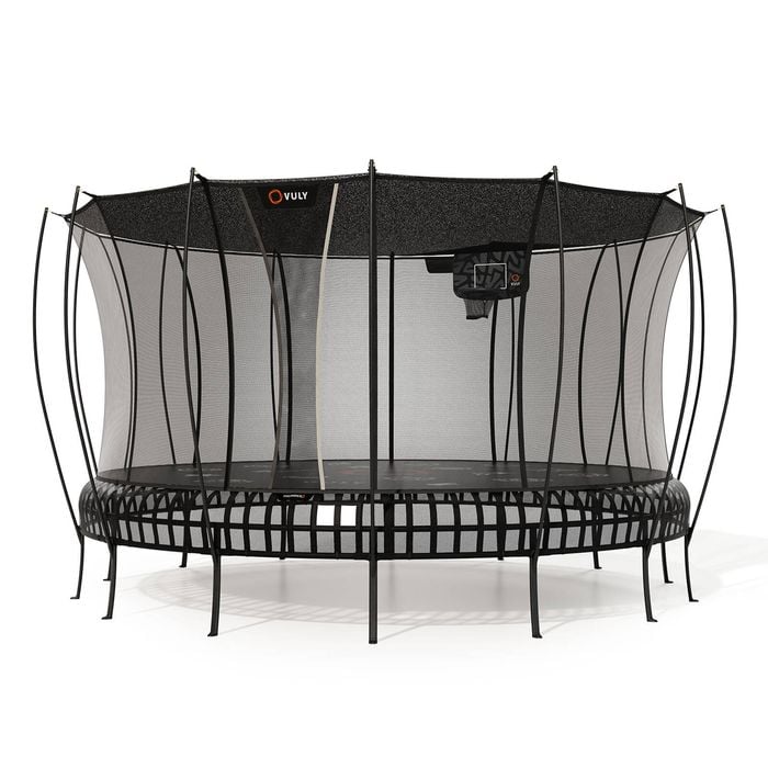 VULY Thunder 2 XXL 17.5ft Springless Trampoline with Enclosure - Round Kids Trampolines Bundle With Shade Cover & Basketball Set