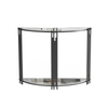 P&P White Half-Moon Semi-Circular Modern Console Table With Marble Top & Vertical Metal Rod Base