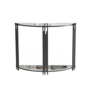 P&P White Half-Moon Semi-Circular Modern Console Table With Marble Top & Vertical Metal Rod Base