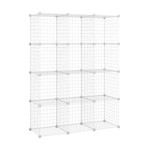 Costway Metal Storage Cabinet 12 Cubes Bookcase Display Shelves White