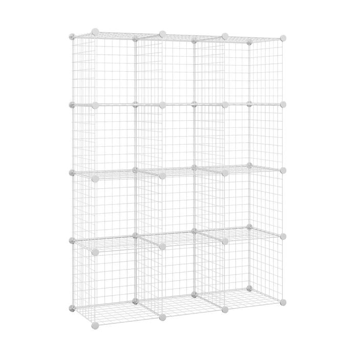 Costway Metal Storage Cabinet 12 Cubes Bookcase Display Shelves White