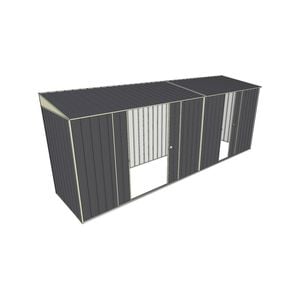 Build-A-Shed 1.2 x 5.2 x 2.0m Skillion Double with Single Sliding Side Doors Shed - Grey