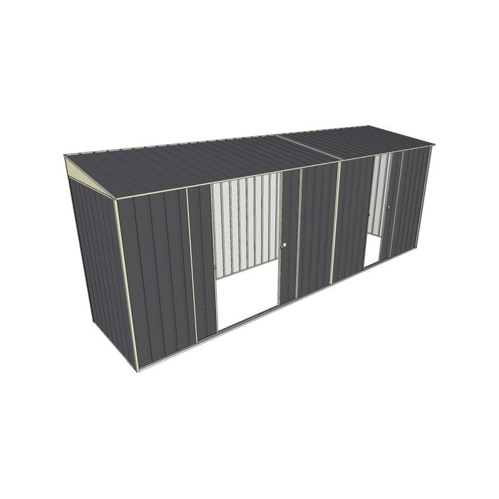 Build-A-Shed 1.2 x 5.2 x 2.0m Skillion Double with Single Sliding Side Doors Shed - Grey