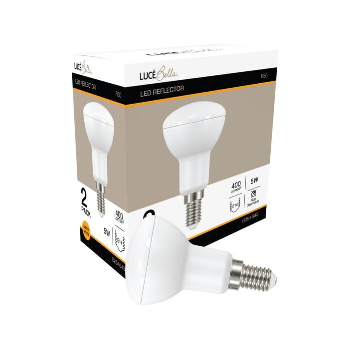 Luce Bella R50 E14 LED 400lm Warm White 5W Globe - 2 Pack