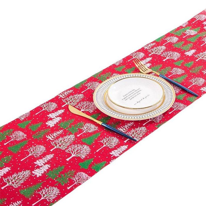 Catzon Red Tree Christmas Table Runner 9FT