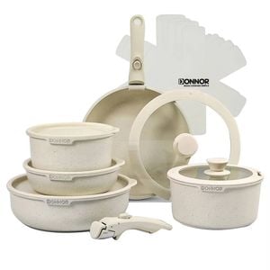 NNEOBA Non-Stick Die-Cast Aluminum Cookware Set Induction-Compatible White