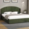 Oikiture Bed Frame King Size With Gas Lift Storage Usb Charging Velvet