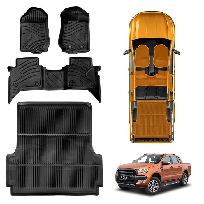 3d Floor Mats Tub Liner For Ford Ranger Px Px2 Px3 2011-2022 Dual Cab All Weather Heavy Duty Cargo Car Trunk Luggage Tray