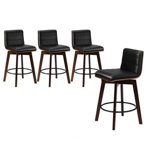 Oikiture 4X Bar Stools Swivel PU Leather Black