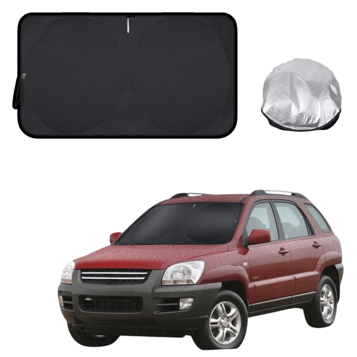 Front Windscreen Sun Shade for Kia Sportage 2005 - 2010 KM - Standard 150 x 85 cm - Black