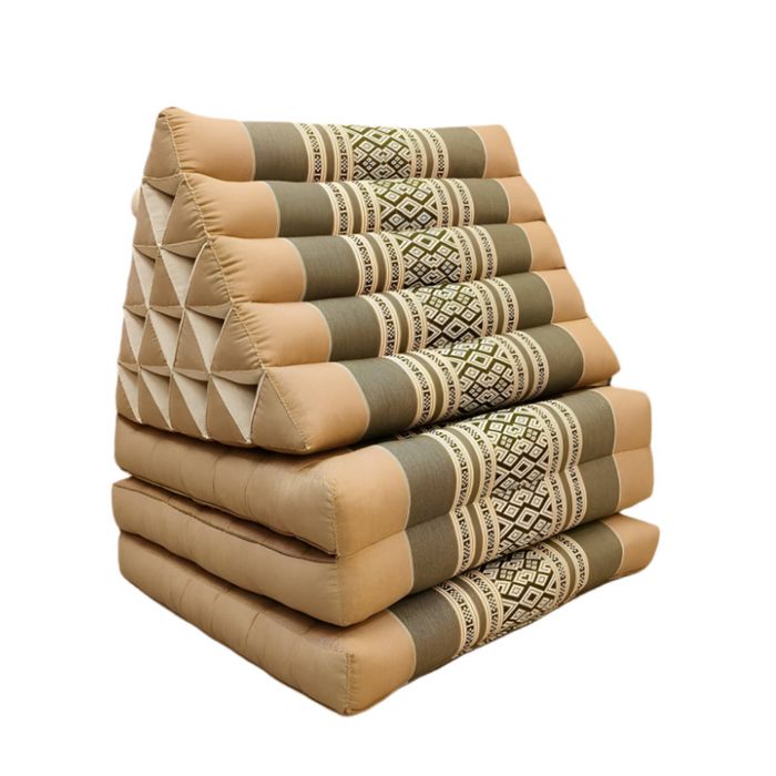 Jumbo Thai Triangle Pillow 3 Fold - Handmade Kapok Daybed Cushion - Cream