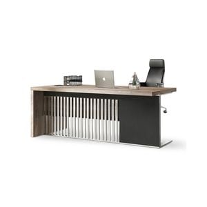 Modern Furniture AFTAN Executive Desk with Pedestal 180cm - Warm Oak & Black