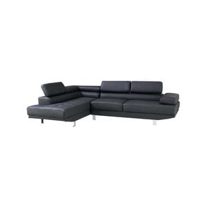 Foret Black 4 Seater Sofa L Shape Lounge Couch 2.8m Modern Black Furniture