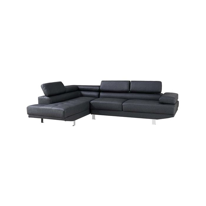 Foret Black 4 Seater Sofa L Shape Lounge Couch 2.8m Modern Black Furniture