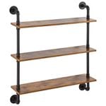Vevor 83x20.5x96cm Industrial Pipe Shelf Black with 3 Tier Wall-Mount for Kitchen Bedroom