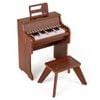 Costway 25-key Digital Piano & Stool Set Mini Keyboard Musical Toy Brown
