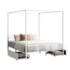 Oikiture Metal Canopy Bed Frame Double Size Beds Platform with 2 Drawers White