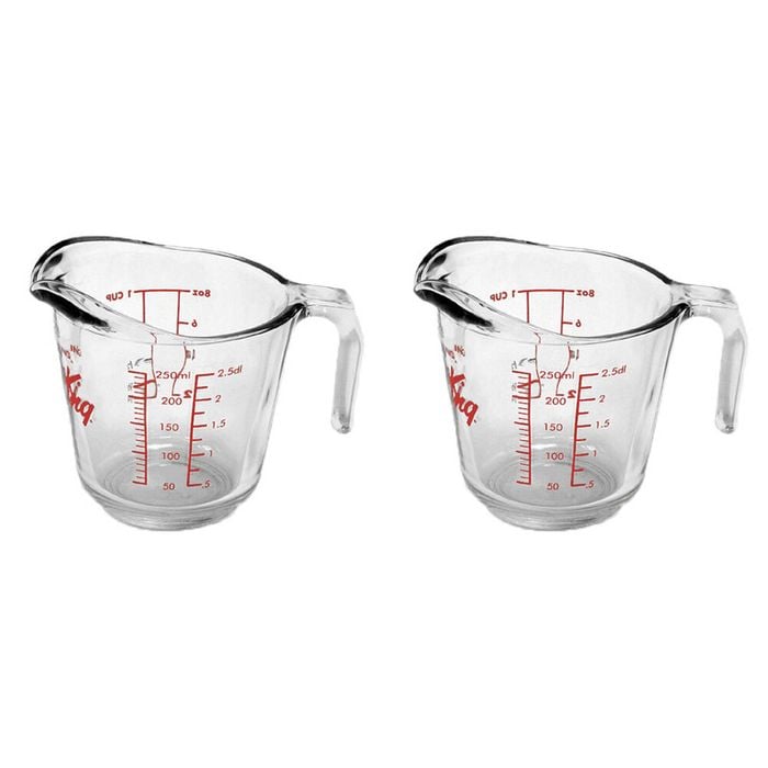 2x Anchor Hocking 250ml/1-Cup Glass Measuring Jug Small Clear