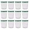 Argon Tableware Glass Jam Jars with Green Lids - 250ml - Pack of 12