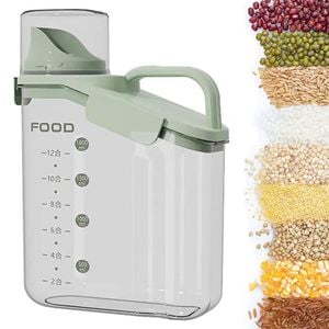 Catzon 1.8L Cereal Storage Container with Pouring Spout for Rice Nuts Beans-Green