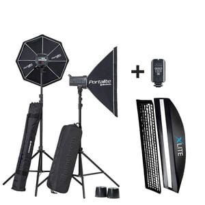 Elinchrom D-lite Rx4/rx4 Softbox Set W/ Xlite 30x140 Umb Strip W/ Grid & Mask