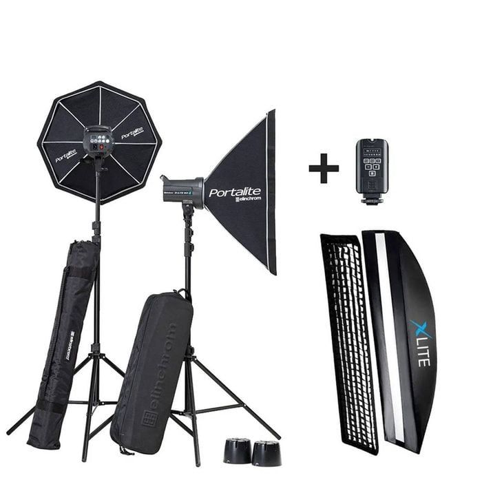 Elinchrom D-lite Rx4/rx4 Softbox Set W/ Xlite 30x140 Umb Strip W/ Grid & Mask