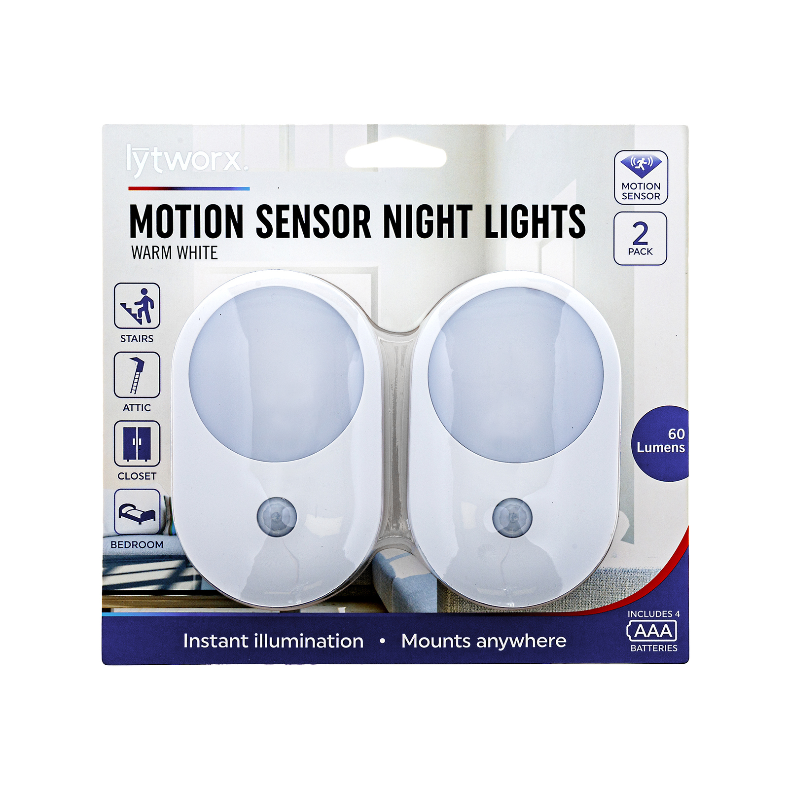 Lytworx 60lm PIR Motion Sensor Night Light 2 Pack Bunnings New Zealand