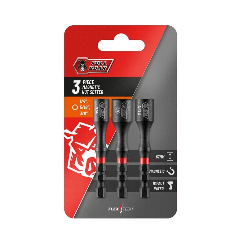 1/4" 5/16" & 3/8" Magnetic Impact Nut Setter Set