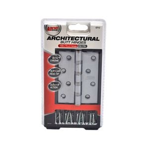 Lane Security Architectural 100 x 75mm Satin Chrome Fixed Pin Butt Hinge - 2 Pack