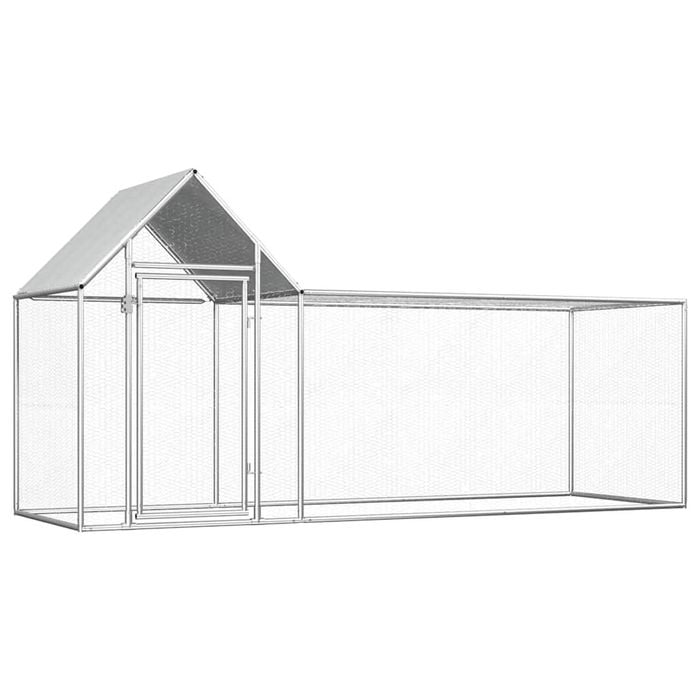 vidaXL Chicken Coop 3m Galvanised Steel Animal Habitat Cage Pet Animal House