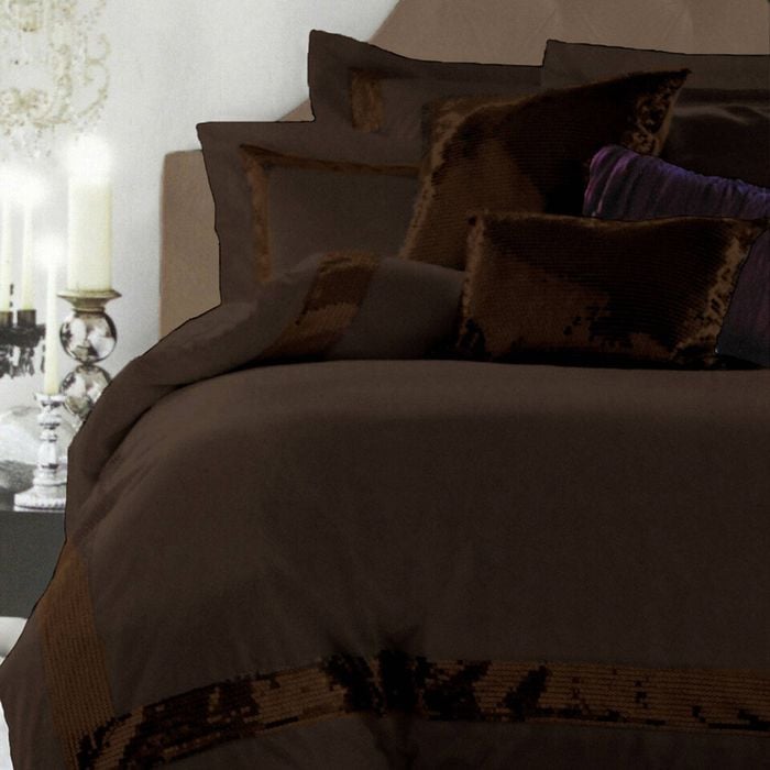 Accessorize Sequins Chocolate Quilt Cover Set Queen