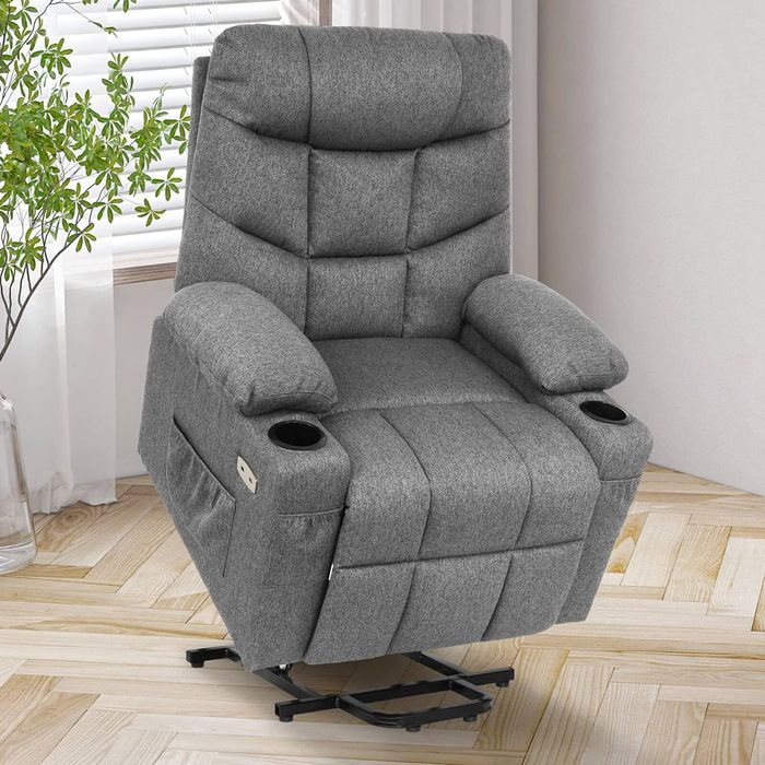 Ufurniture Electric Lift Recliner Chair Heated Vibration Massage Grey