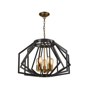 CLA Lighting GAMBA Wide/Narrow Angular Cage Pendant Light - Wide Antique Brass