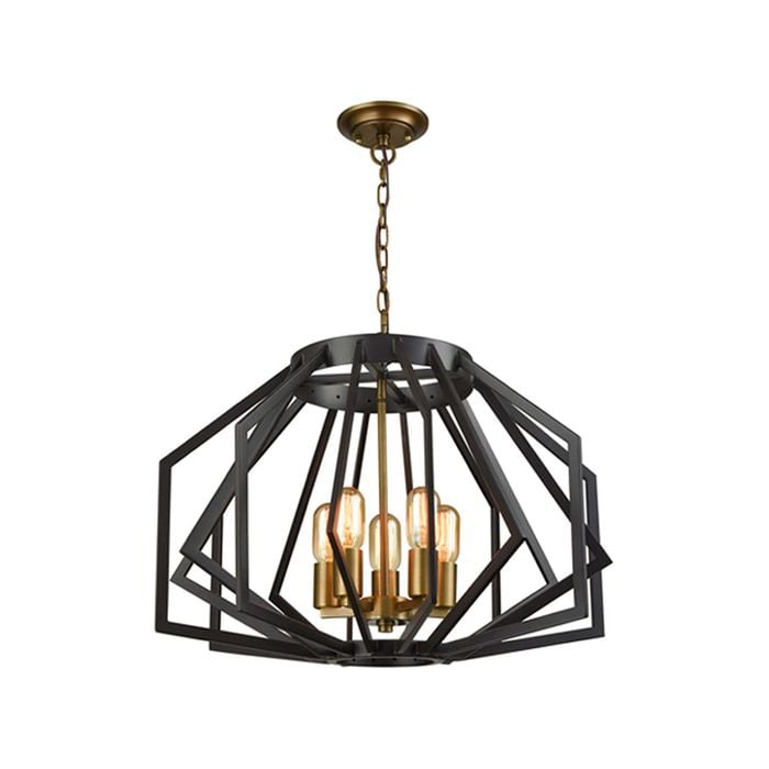 CLA Lighting GAMBA Wide/Narrow Angular Cage Pendant Light - Wide Antique Brass