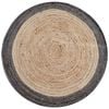 Tribal Round Jute Rug-Ripple 1107-Natural/Turquoise-100x100cm