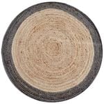 Tribal Round Jute Rug-Ripple 1107-Natural/Turquoise-100x100cm