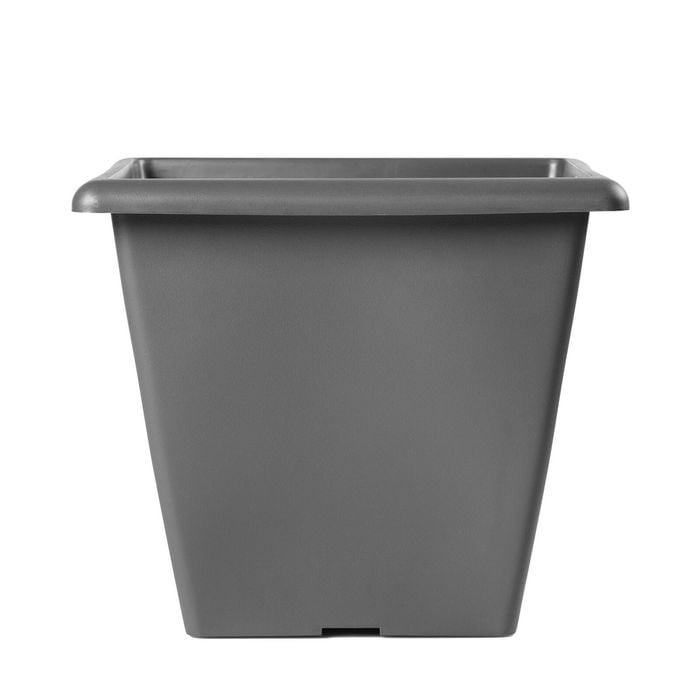 All Set 35 x 30cm Square Charcoal Plastic Pot - 35cm