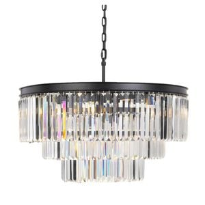 Telbix Serene Modern Pendant Hanging Lamp Light Metal Crystal Clear Black