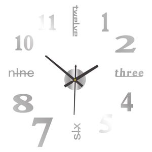 Catzon Modern Diy Wall Clock Silent Battery Operated-silver