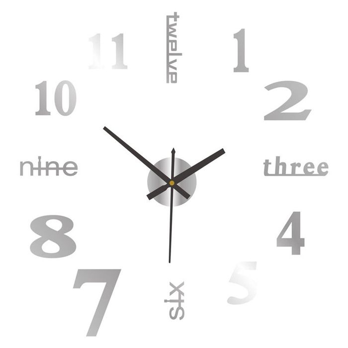 Catzon Modern Diy Wall Clock Silent Battery Operated-silver