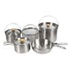 NNEOBA 5L Outdoor Stainless Steel Camping Cookware Set Silver