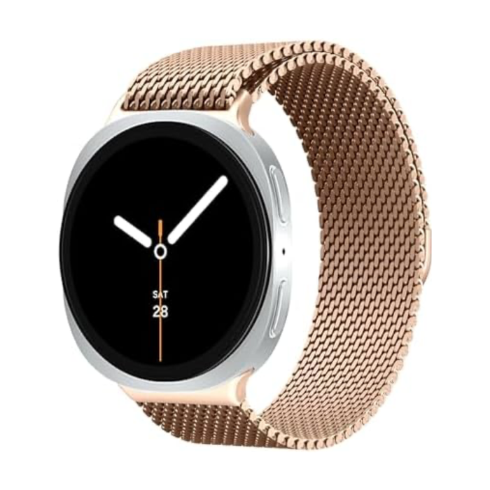 Samsung Galaxy Watch 8 40mm/44mm/Classic 46mm Stainless Steel Magnetic Milanese Loop Watch Band Strap (Rose gold)